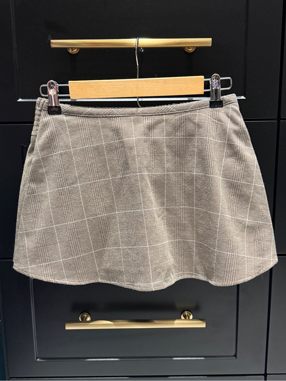 Free People Beige Checked Circle Skirt